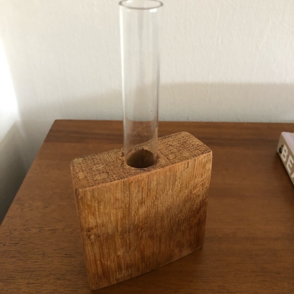 Little curved wood vase